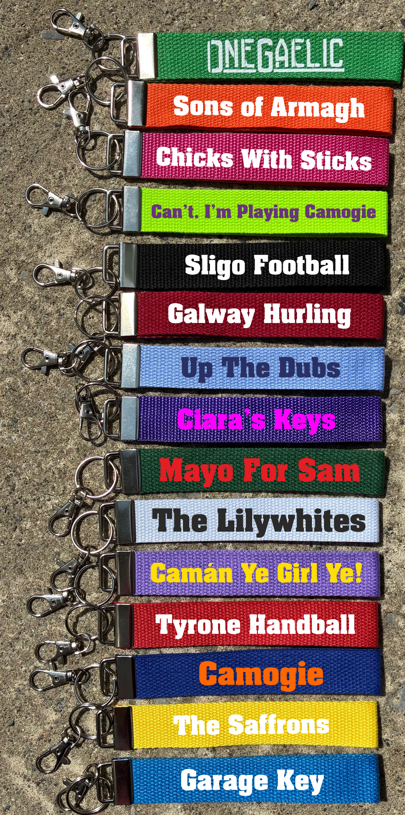 Gaelic Games Wrislet/Keyring - Your Choice of Wording and colours - GAA
