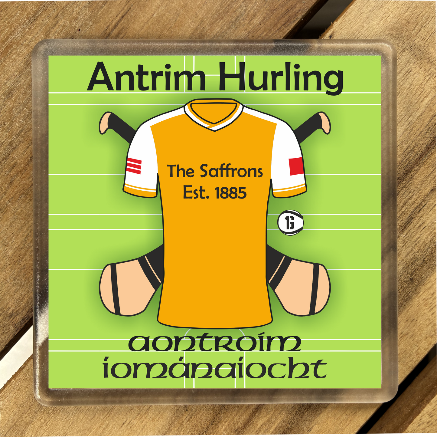 County Antrim GAA Coasters. Hurling, Camogie, Gaelic Football, & Ladies Gaelic Football. Gaelic Games, drinks coasters.