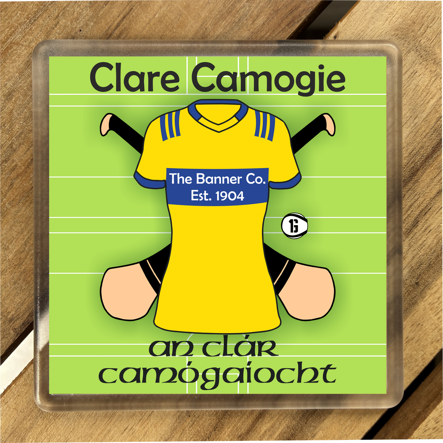 Set of 4 County Clare GAA Coasters. Hurling, Camogie, Gaelic Football, & Ladies Gaelic Football. Gaelic Games, drinks coasters.