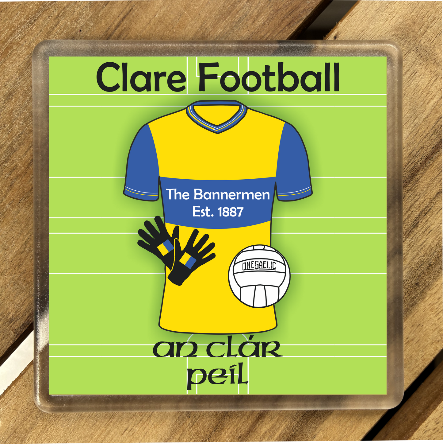 Set of 4 County Clare GAA Coasters. Hurling, Camogie, Gaelic Football, & Ladies Gaelic Football. Gaelic Games, drinks coasters.