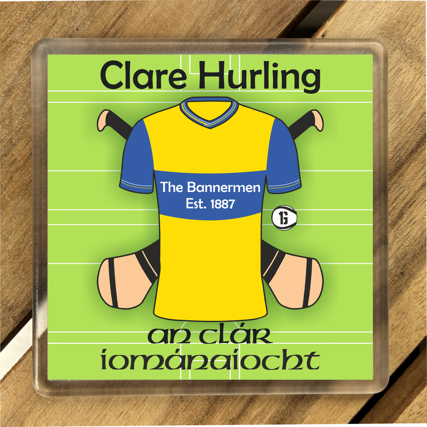 Set of 4 County Clare GAA Coasters. Hurling, Camogie, Gaelic Football, & Ladies Gaelic Football. Gaelic Games, drinks coasters.