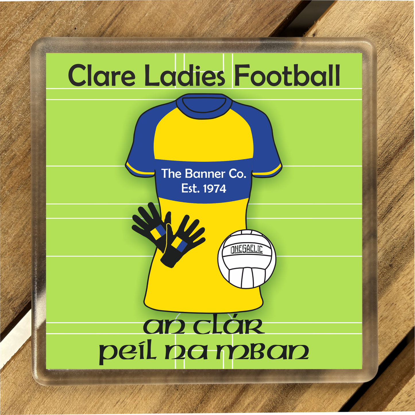 Set of 4 County Clare GAA Coasters. Hurling, Camogie, Gaelic Football, & Ladies Gaelic Football. Gaelic Games, drinks coasters.