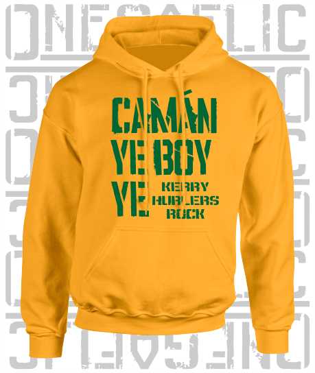 Camán Ye Boy Ye, Hurling Hoodie - Kids - All Counties Available