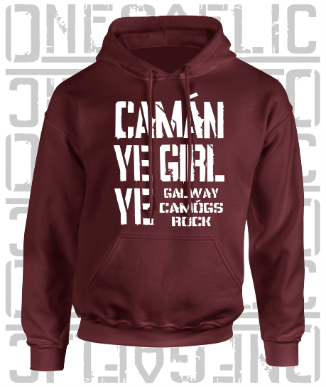 Camán Ye Girl Ye, Camogie Hoodie - Kids - All Counties Available