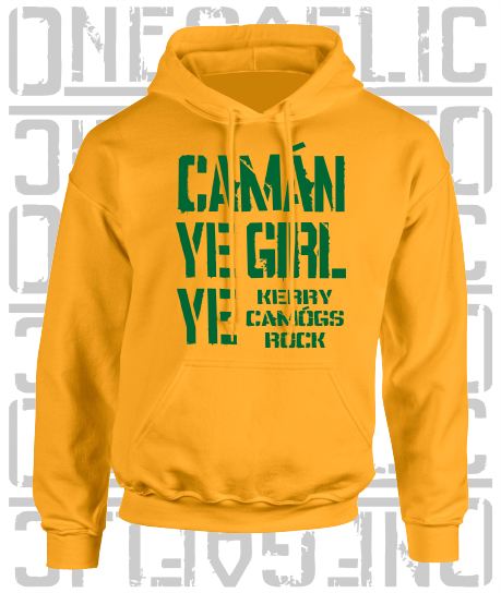 Camán Ye Girl Ye, Camogie Hoodie - Kids - All Counties Available