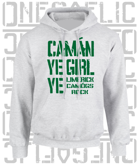 Camán Ye Girl Ye, Camogie Hoodie - Kids - All Counties Available