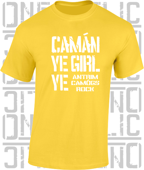 Camán Ye Girl Ye, Camogie T-Shirt- Kids - All Counties Available