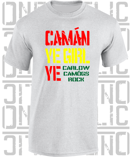 Camán Ye Girl Ye, Camogie T-Shirt- Kids - All Counties Available