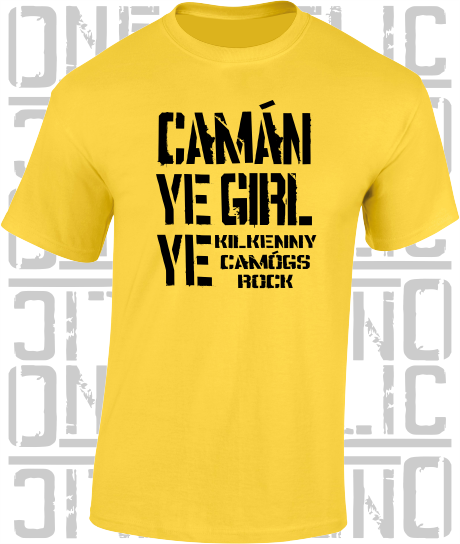 Camán Ye Girl Ye, Camogie T-Shirt- Kids - All Counties Available