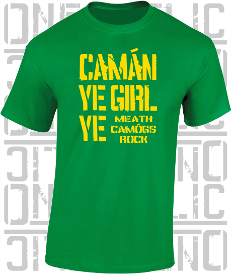 Camán Ye Girl Ye, Camogie T-Shirt- Kids - All Counties Available