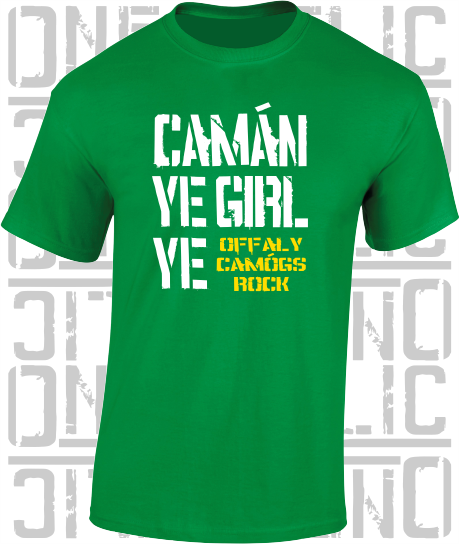 Camán Ye Girl Ye, Camogie T-Shirt- Kids - All Counties Available