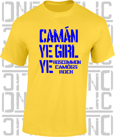 Camán Ye Girl Ye, Camogie T-Shirt- Kids - All Counties Available