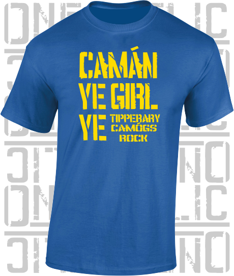 Camán Ye Girl Ye, Camogie T-Shirt- Kids - All Counties Available