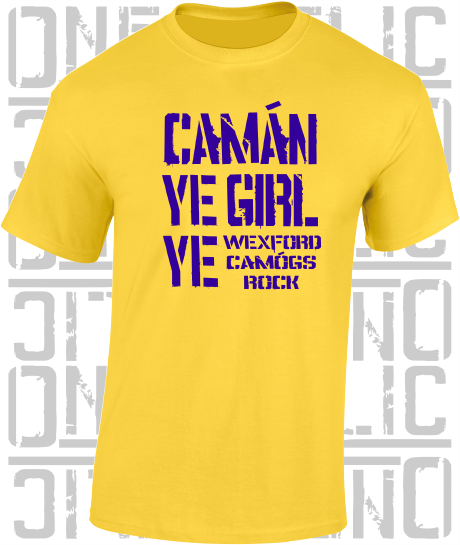 Camán Ye Girl Ye, Camogie T-Shirt- Kids - All Counties Available