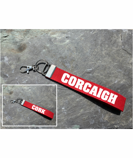 County Cork/Corcaigh Gaelic Games Wristlet/Keyring/Keyfob - GAA - Hurling, Camogie, Football, Ladies Football & Handball. Wrist Lanyard.