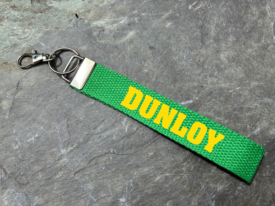 Dunloy, Co. Antrim, Gaelic Games Wristlet/Keyring/Keyfob - GAA - Hurling, Camogie, Football, Ladies Football & Handball. Wrist Lanyard.