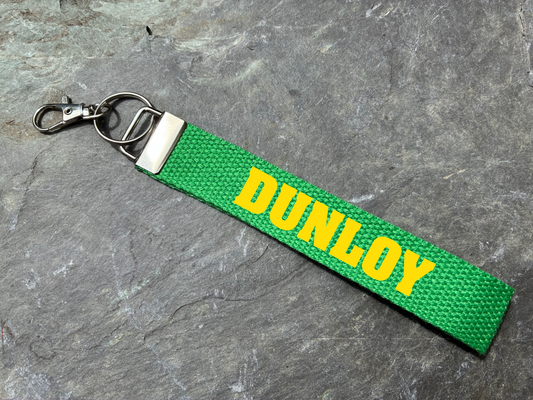 Dunloy, Co. Antrim, Gaelic Games Wristlet/Keyring/Keyfob - GAA - Hurling, Camogie, Football, Ladies Football & Handball. Wrist Lanyard.