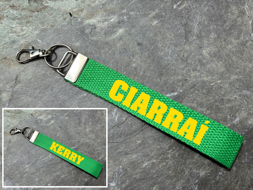 County Colours Gaelic Games Wristlet/Keyring/Keyfob - GAA - Hurling, Camogie, Football, Ladies Football & Handball. Wrist Lanyard.