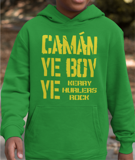 Camán Ye Boy Ye, Hurling Hoodie - Kids - All Counties Available