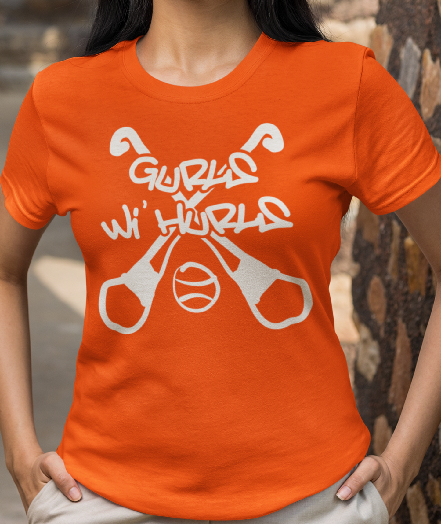 Gurls Wi' Hurls - Camogie - Ladies Skinny-Fit T-Shirt