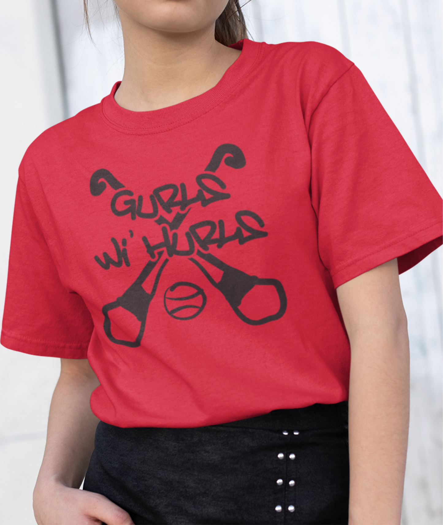 Gurls Wi' Hurls - Camogie - Ladies Skinny-Fit T-Shirt