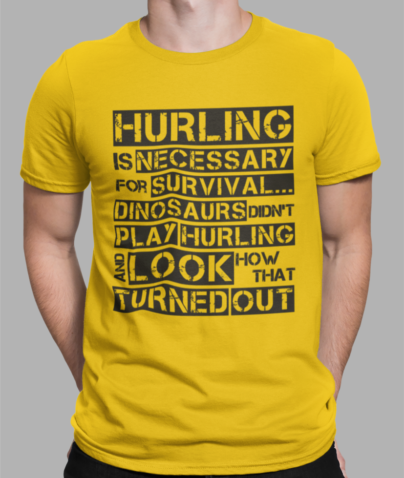 Hurling is Necessary For Survival - Funny T-Shirt - Adult - Kilkenny