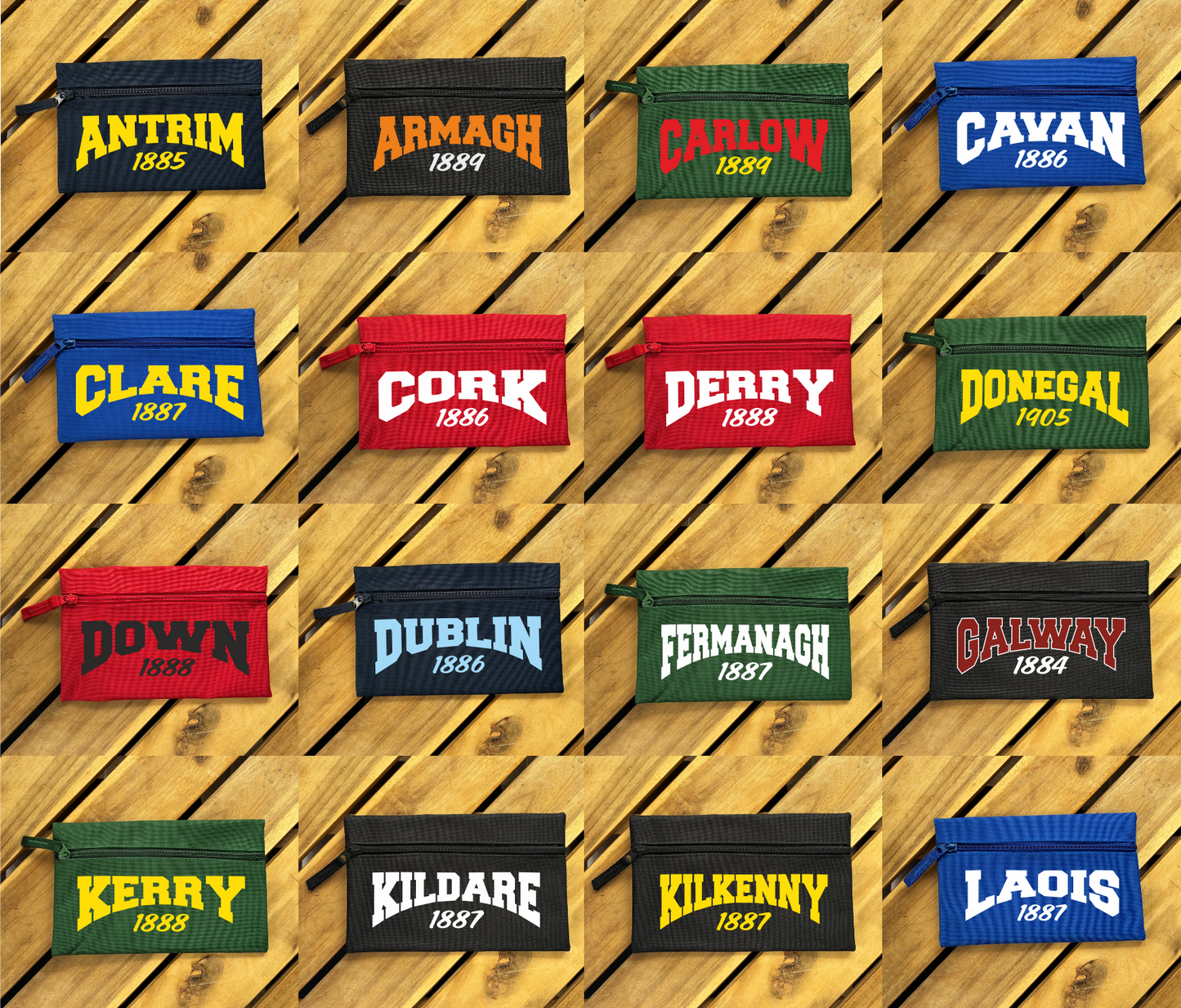 Gaelic Games (GAA) County Colours Pencil Case (single) - Polyester - All Irish Counties Available. Hurling Camogie Gaelic Football Ladies Gaelic Football