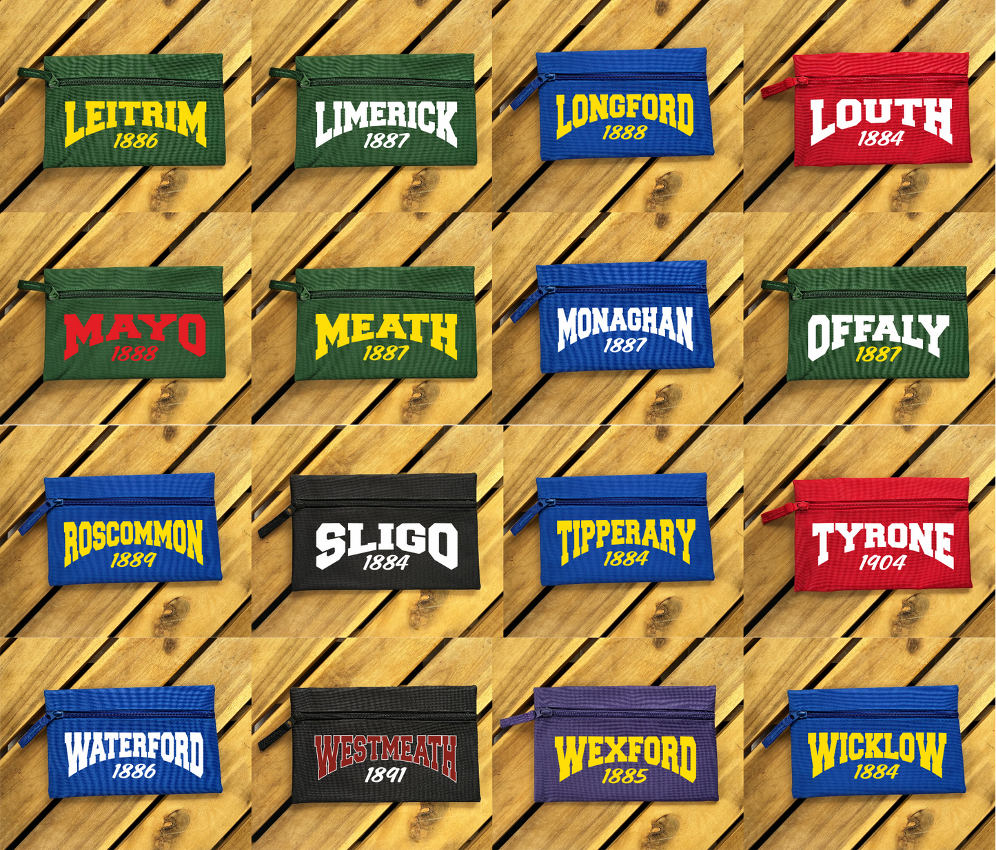 Gaelic Games (GAA) County Colours Pencil Case (single) - Polyester - All Irish Counties Available. Hurling Camogie Gaelic Football Ladies Gaelic Football