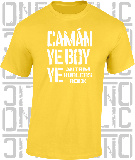 Camán Ye Boy Ye - Hurling T-Shirt Adult - Antrim