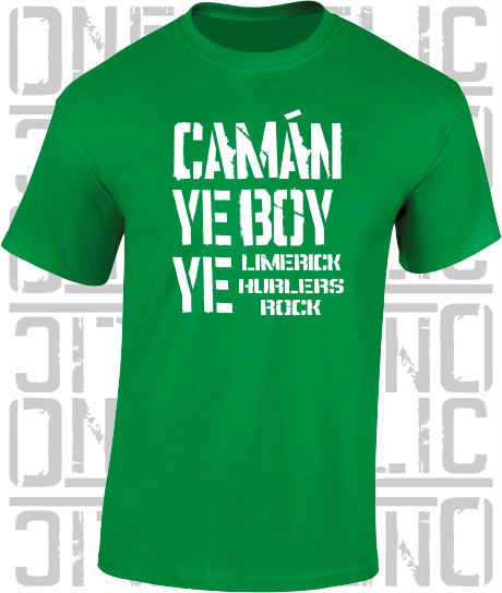 Camán Ye Boy Ye, Hurling T-Shirt Adult - All Counties Available