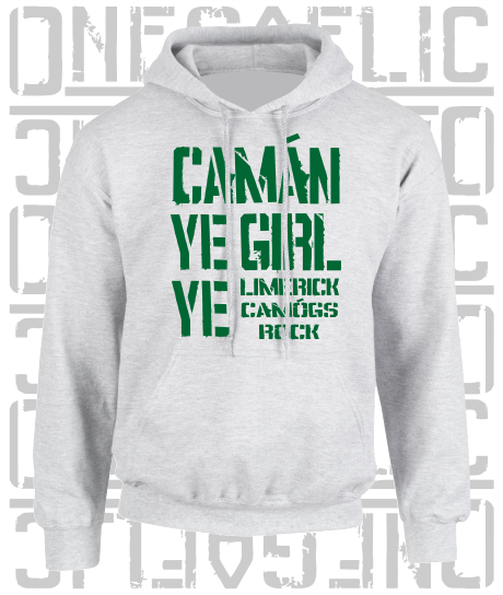 Camán Ye Girl Ye - Camogie Hoodie - Adult - Limerick