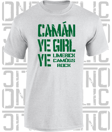 Camán Ye Girl Ye - Camogie T-Shirt Adult - Limerick
