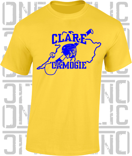 County Map Camogie T-Shirt - Adult - Clare