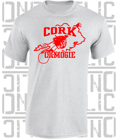 County Map Camogie T-Shirt - Adult - Cork