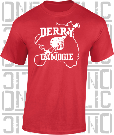 County Map Camogie T-Shirt - Adult - Derry