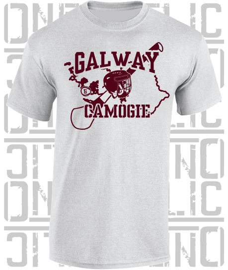 County Map Camogie T-Shirt - Adult - Galway