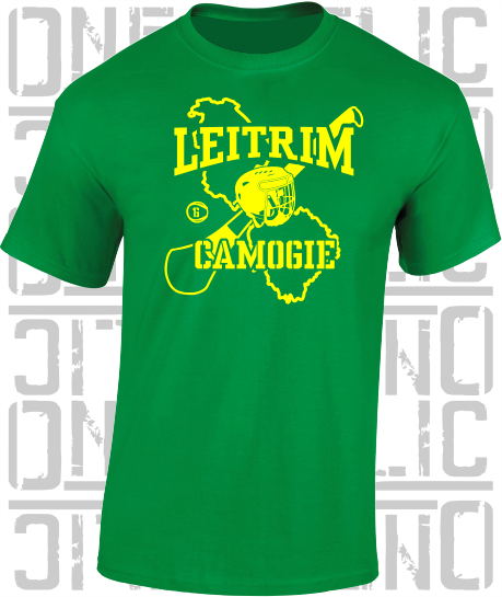 County Map Camogie T-Shirt - Adult - Leitrim