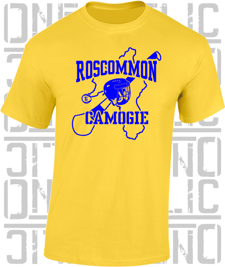 County Map Camogie T-Shirt - Adult - Roscommon