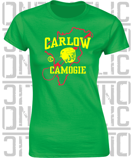 County Map Camogie Ladies Skinny-Fit T-Shirt - All Counties Available