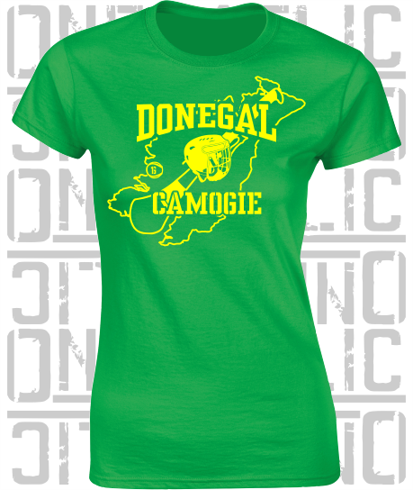 County Map Camogie Ladies Skinny-Fit T-Shirt - Donegal