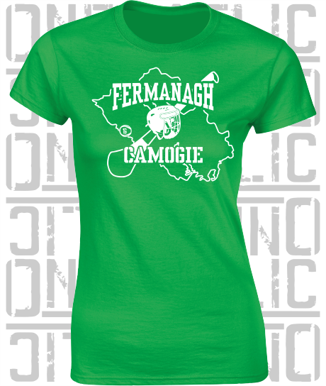 County Map Camogie Ladies Skinny-Fit T-Shirt - Fermanagh