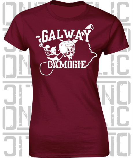 County Map Camogie Ladies Skinny-Fit T-Shirt - All Counties Available