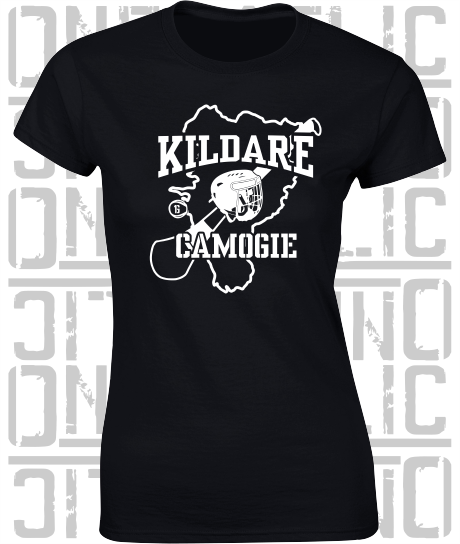 County Map Camogie Ladies Skinny-Fit T-Shirt - Kildare