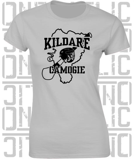 County Map Camogie Ladies Skinny-Fit T-Shirt - Kildare