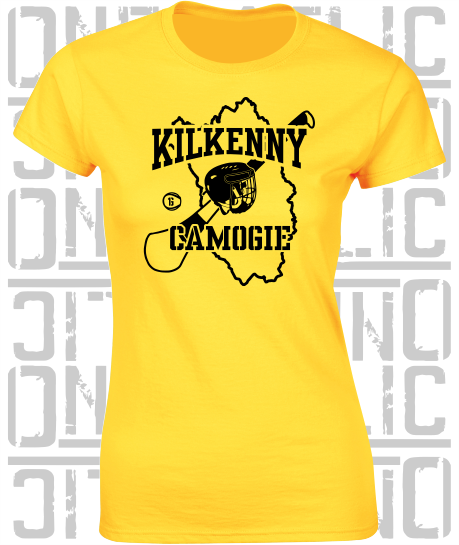 County Map Camogie Ladies Skinny-Fit T-Shirt - Kilkenny