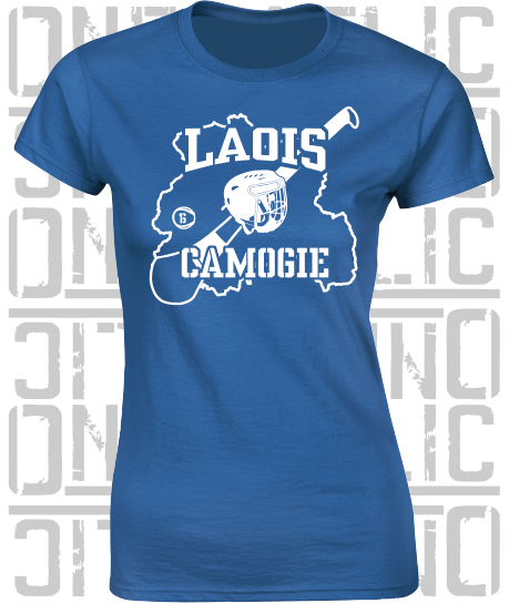 County Map Camogie Ladies Skinny-Fit T-Shirt - Laois