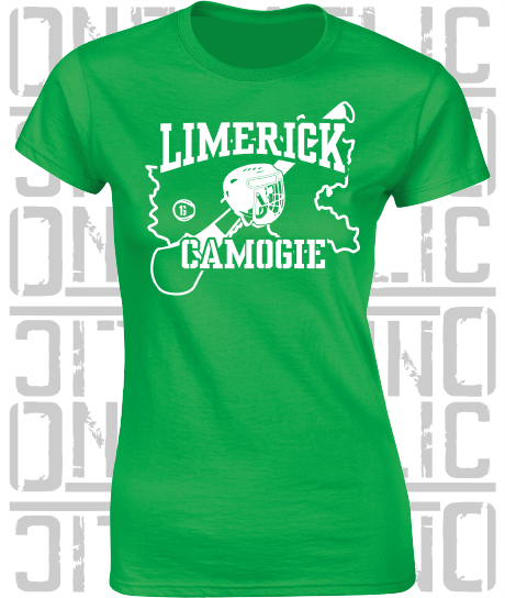 County Map Camogie Ladies Skinny-Fit T-Shirt - Limerick