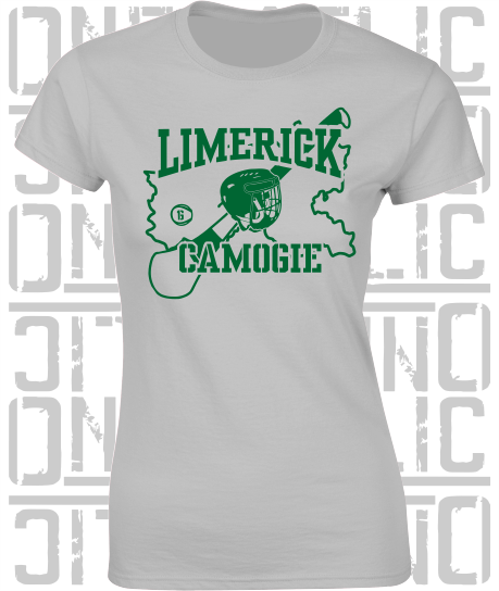 County Map Camogie Ladies Skinny-Fit T-Shirt - Limerick