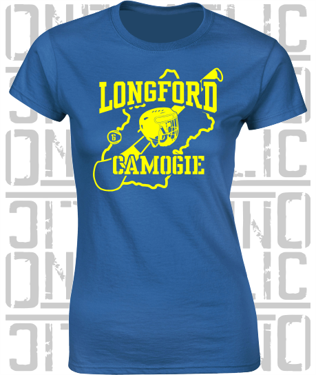 County Map Camogie Ladies Skinny-Fit T-Shirt - Longford