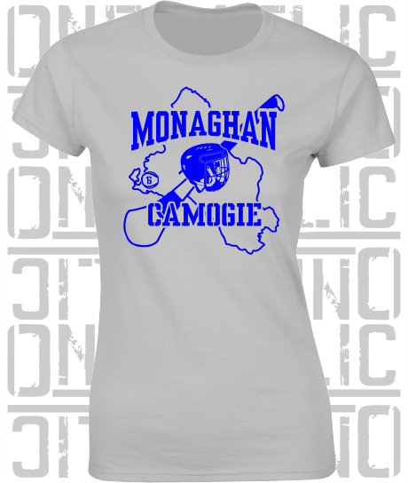 County Map Camogie Ladies Skinny-Fit T-Shirt - Monaghan